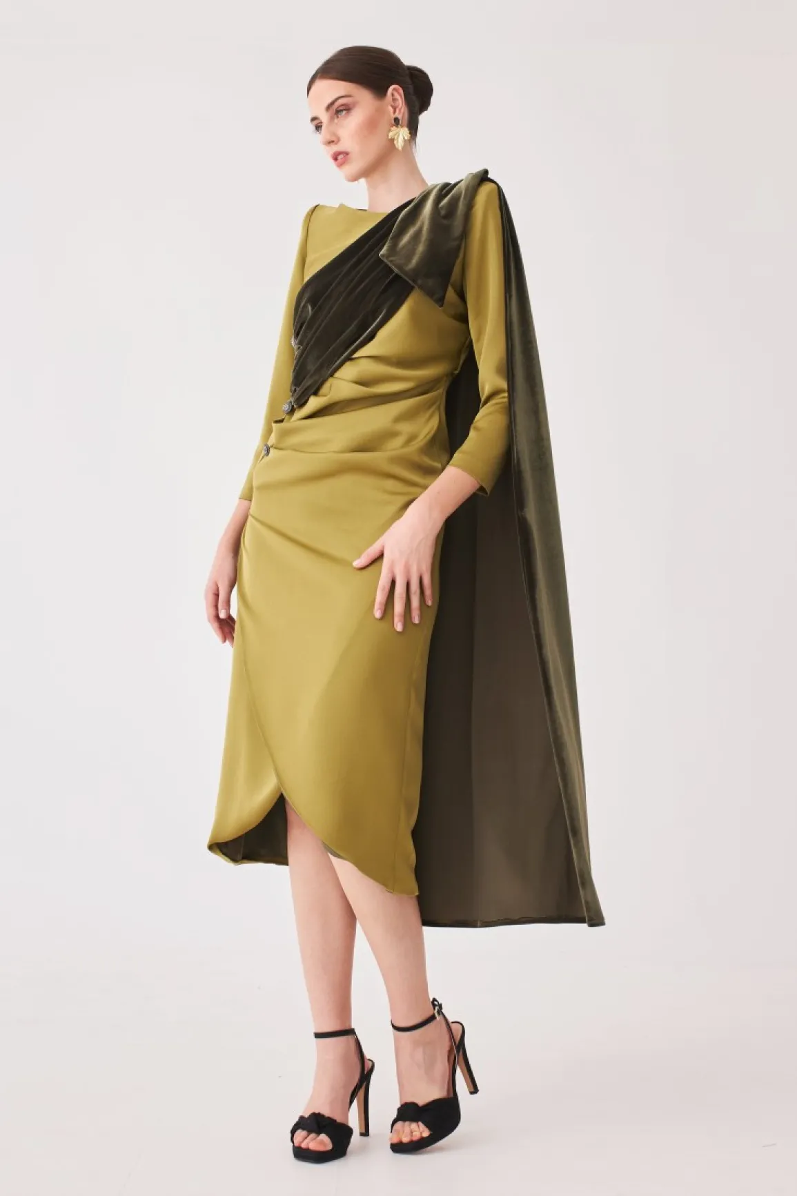 Coosy MARIA BARAZA X COOSY|Vestidos midi*VESTIDO ALICIA MB OLIVA