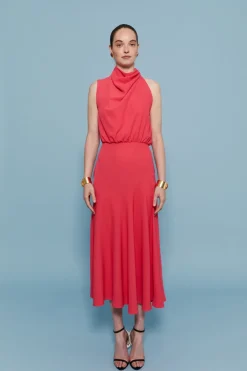 Coosy Vestidos midi*VESTIDO CRISTINA CORAL
