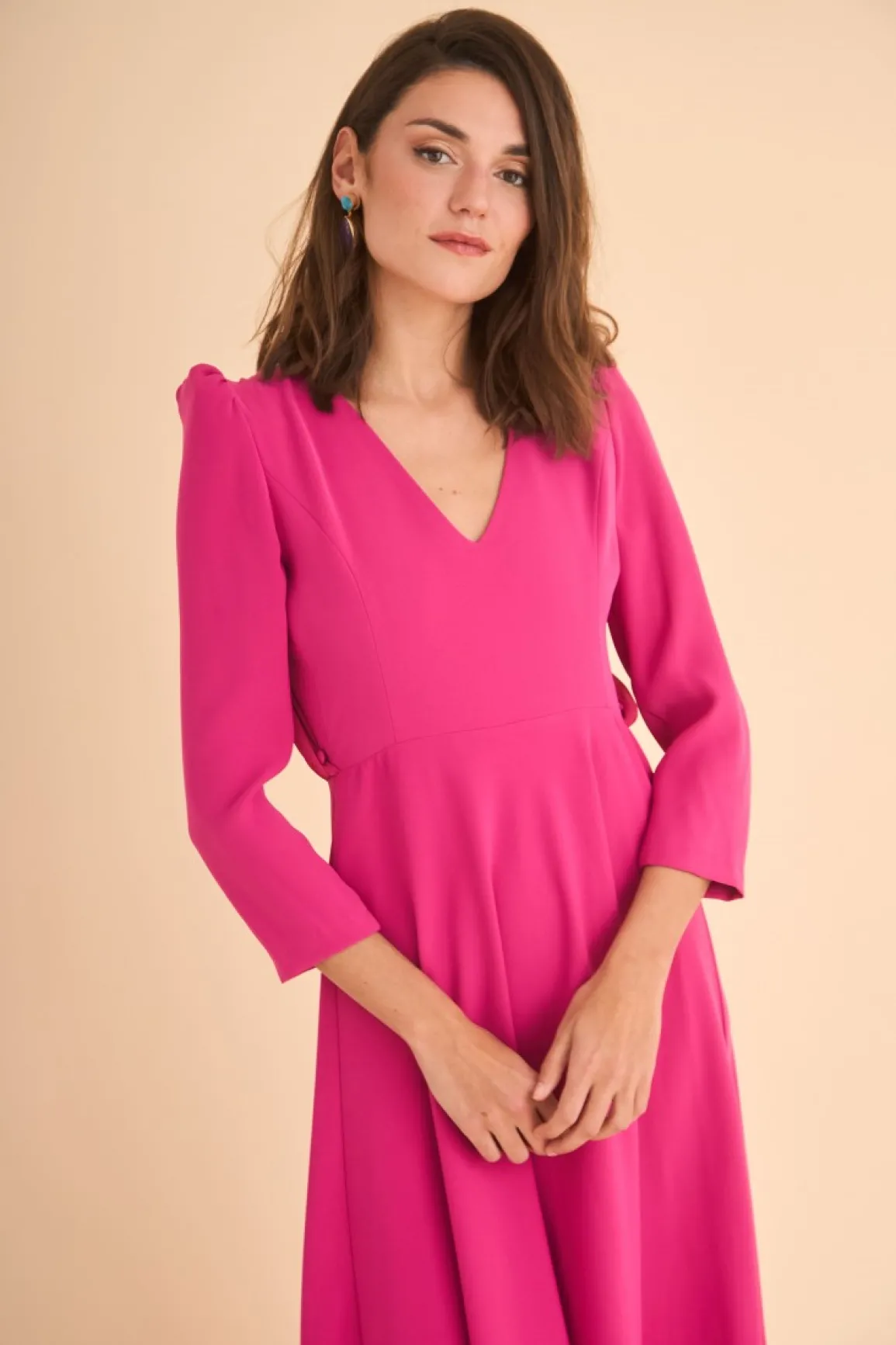 Coosy MARIA BARAZA X COOSY|Vestidos midi*VESTIDO FIORE MB FUCSIA