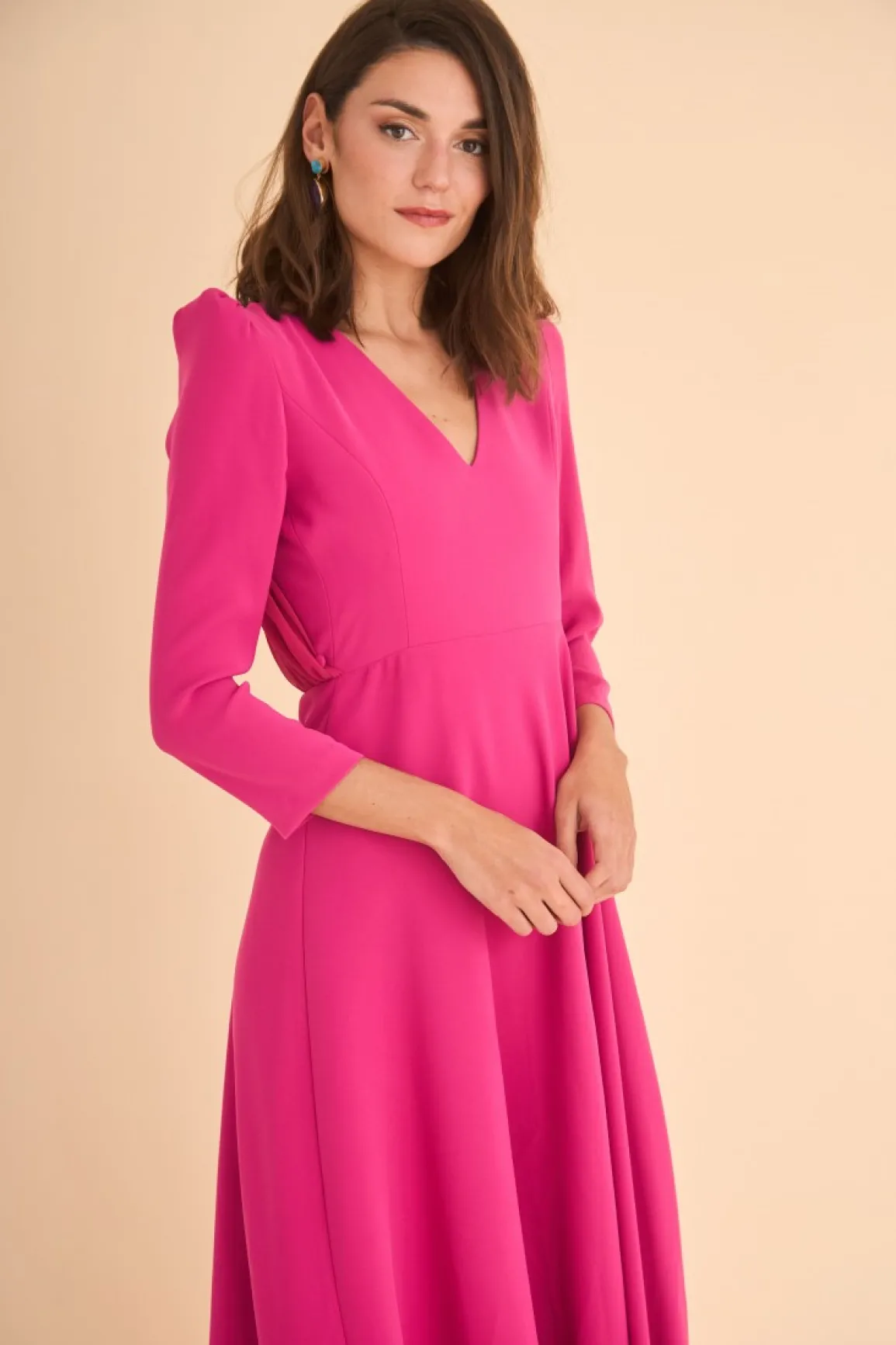 Coosy MARIA BARAZA X COOSY|Vestidos midi*VESTIDO FIORE MB FUCSIA
