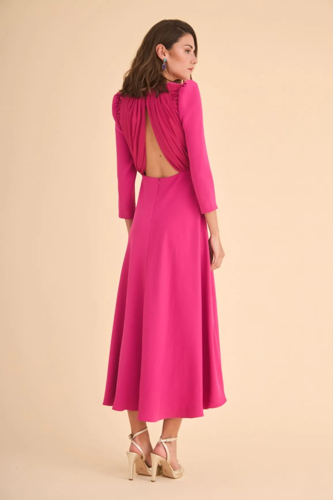 Coosy MARIA BARAZA X COOSY|Vestidos midi*VESTIDO FIORE MB FUCSIA