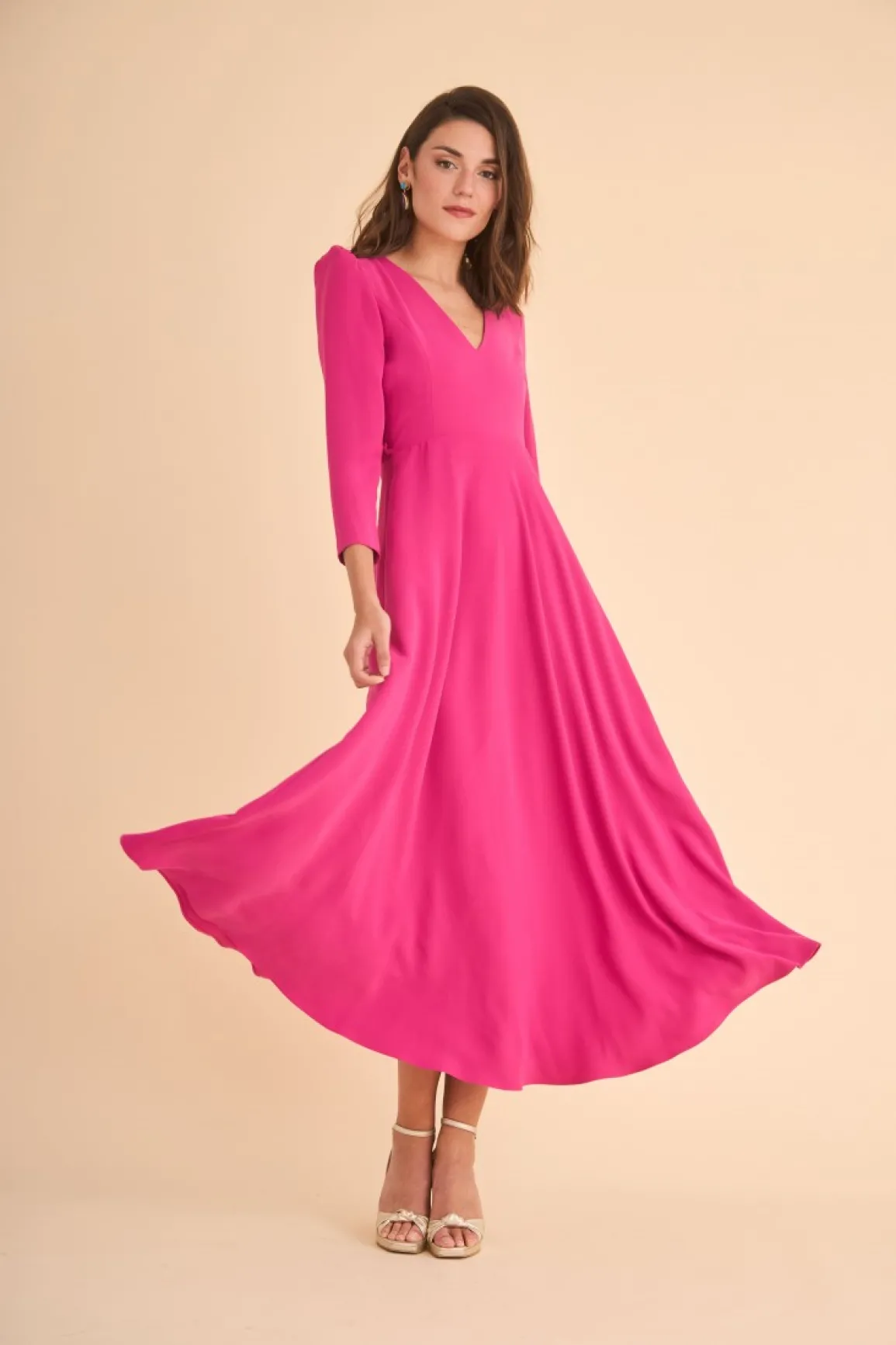 Coosy MARIA BARAZA X COOSY|Vestidos midi*VESTIDO FIORE MB FUCSIA