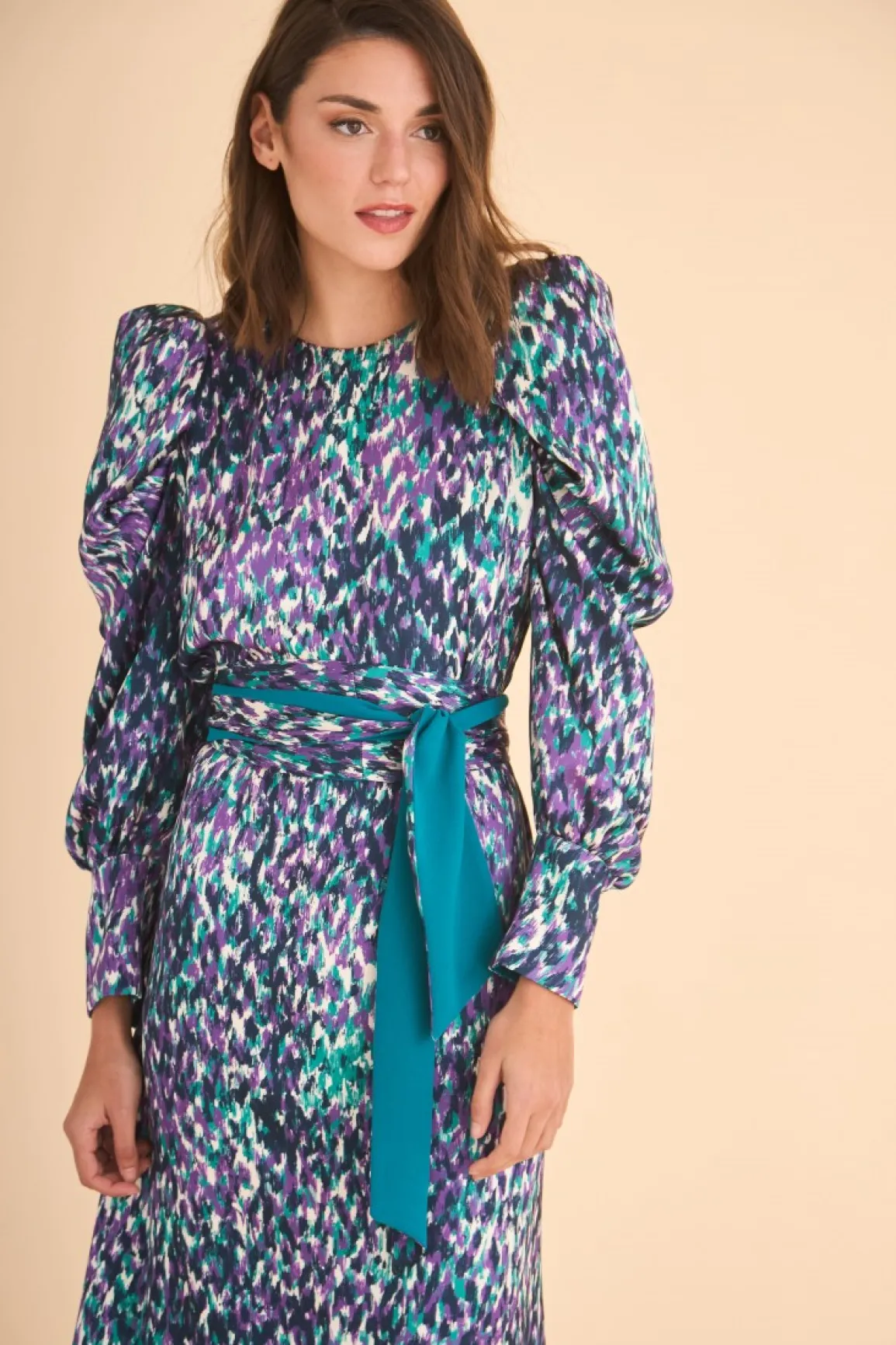Coosy MARIA BARAZA X COOSY|Vestidos midi*VESTIDO INES MB VERDE/ESTAMPADO