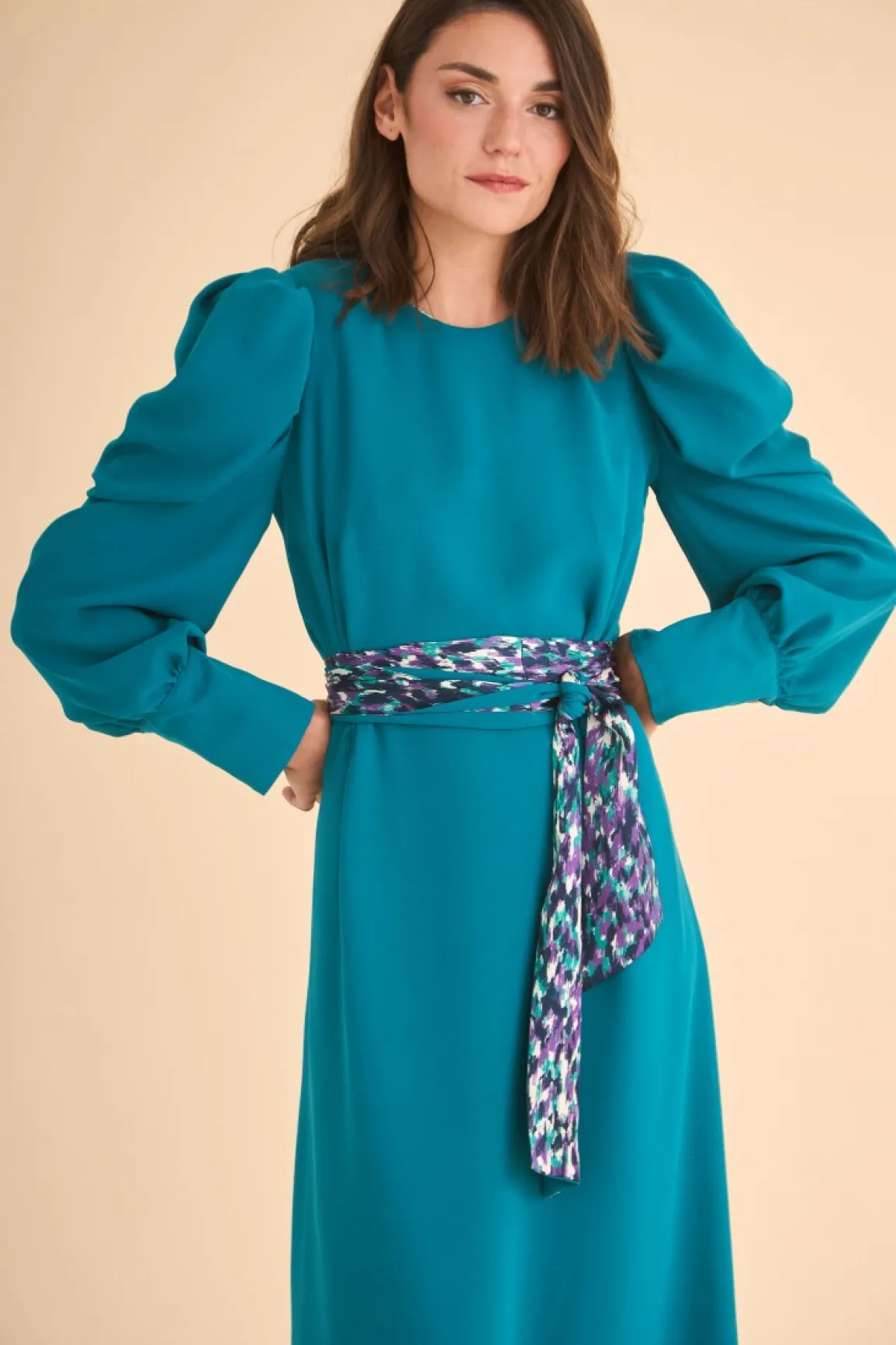 Coosy MARIA BARAZA X COOSY|Vestidos midi*VESTIDO INES MB VERDE/ESTAMPADO