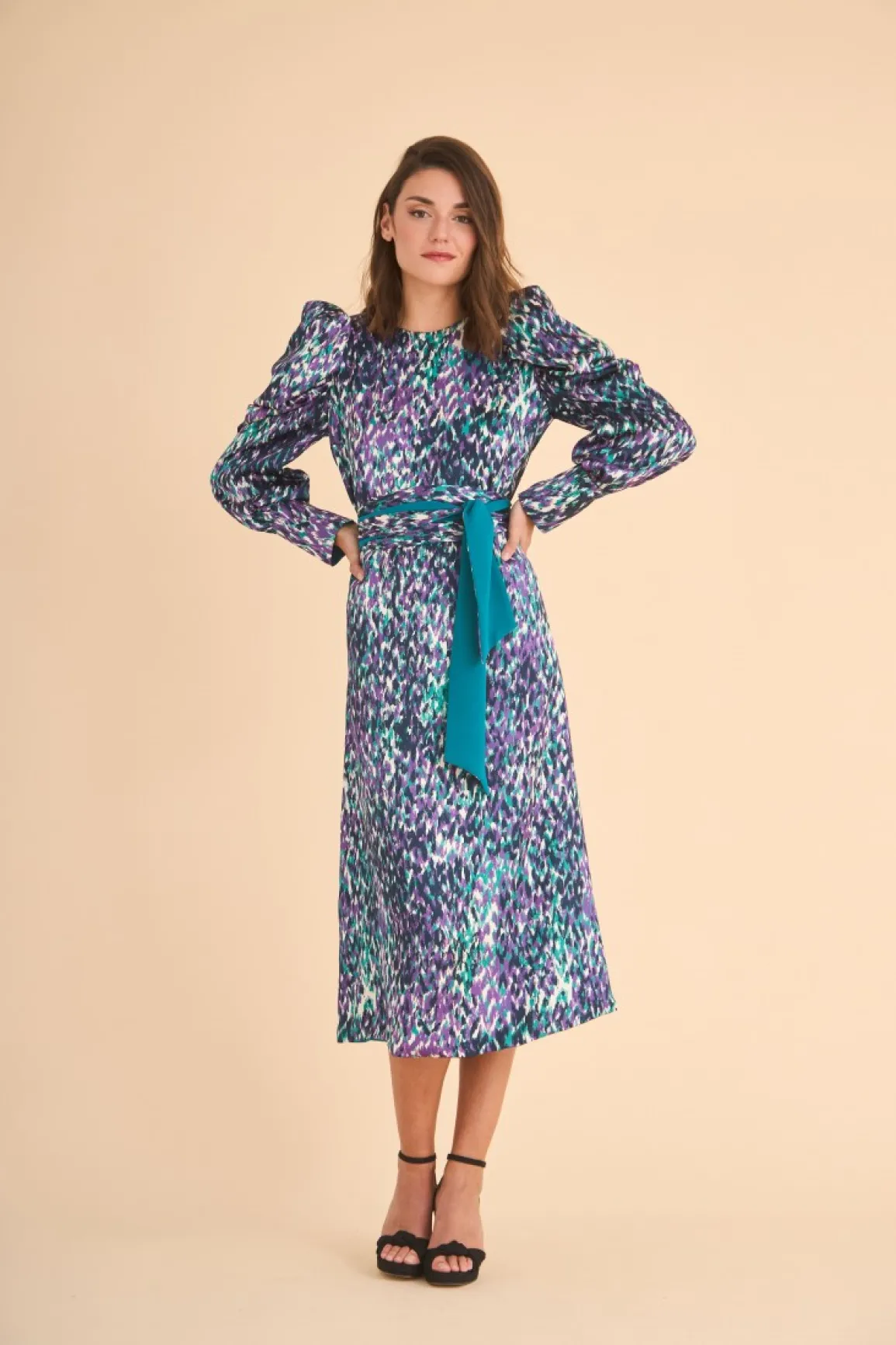 Coosy MARIA BARAZA X COOSY|Vestidos midi*VESTIDO INES MB VERDE/ESTAMPADO