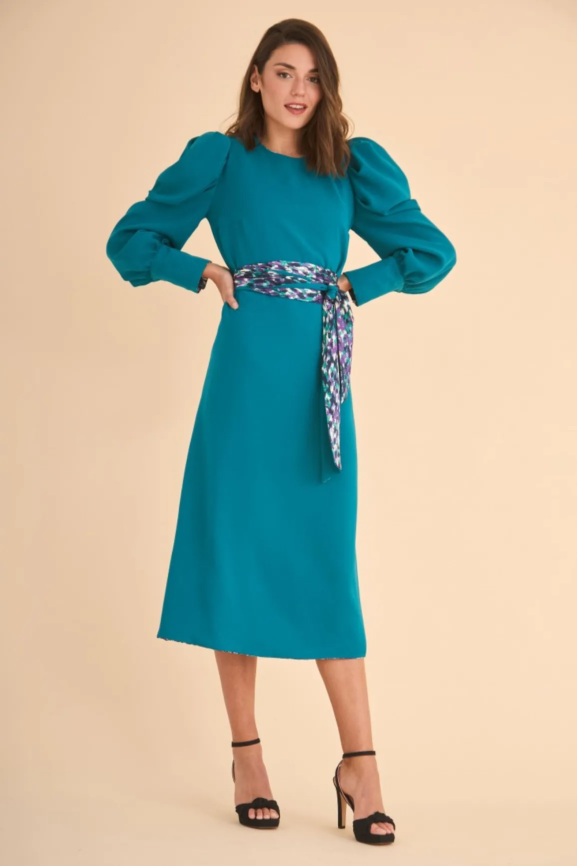 Coosy MARIA BARAZA X COOSY|Vestidos midi*VESTIDO INES MB VERDE/ESTAMPADO