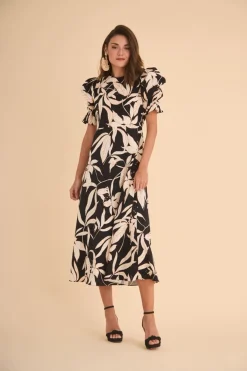 Coosy Vestidos midi*Vestido Palomaestampado Negro |