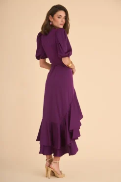 Coosy Vestidos midi*VESTIDO PLACISBERENJENA